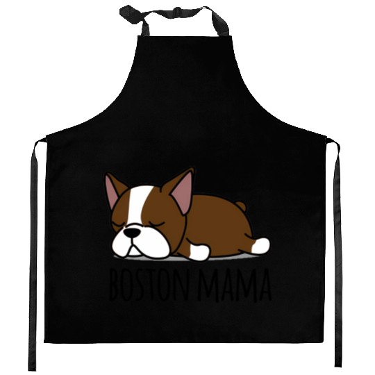 Red Boston Terrier Boston Mama Kitchen Aprons