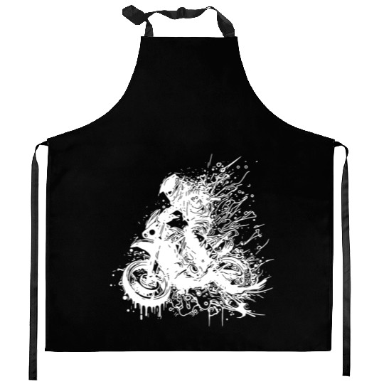 Motorcycle Motocross Biker Splash Style Racing Kitchen Aprons