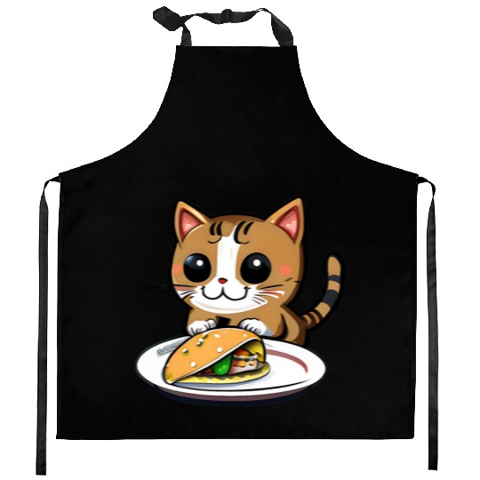 Cute Cat and Taco: A Playful Combination for Your Kitchen Aprons