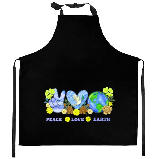 Peace Love Earth Peace Love People Earth Day Kitchen Aprons