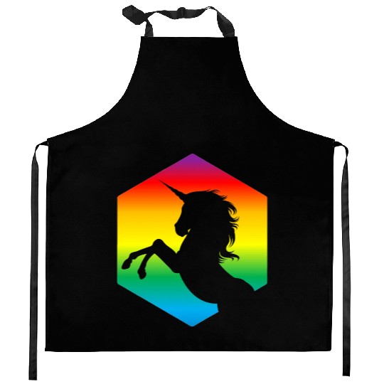 Rainbow Unicorn d20 Silhouette | TTRPG Pride Kitchen Aprons