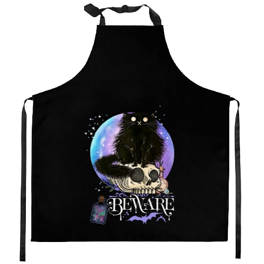 Black cat Magic Witchy Tarot cards Beware potion Kitchen Aprons