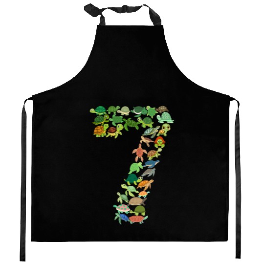 7th Birthday Sea Turtle Tortoise Theme 7 Year Old Kitchen Aprons