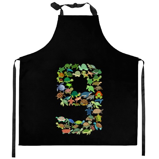 9th Birthday Sea Turtle Tortoise Theme 9 Year Old Kitchen Aprons