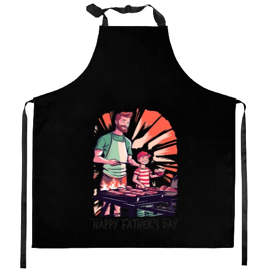 Father and Son Barbecue Father's Day Gift Kitchen Aprons