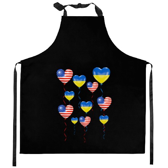 US Solidarity and a heart for Ukraine Kitchen Aprons
