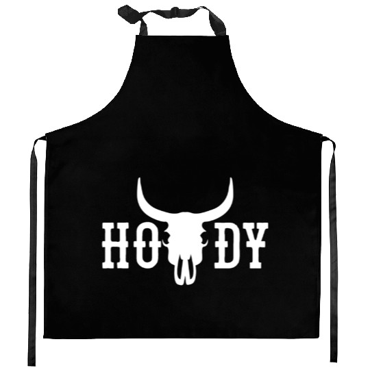 Howdy Cow Skull Western Cowboy Cowgirl Rodeo Howdy Kitchen Aprons