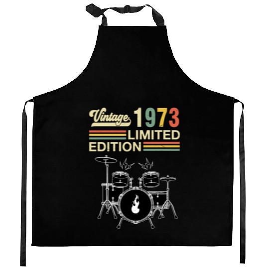 Vintage 1973 Drums 50th Birthday Drummer Kitchen Aprons