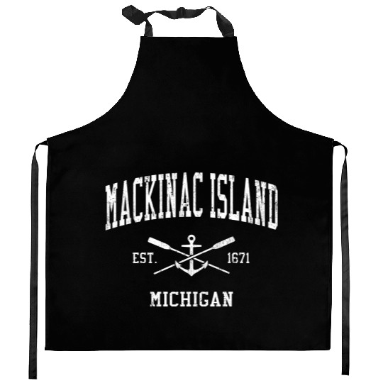 Mackinac Island Mi Crossed Oars Boat Anchor Sports Kitchen Aprons