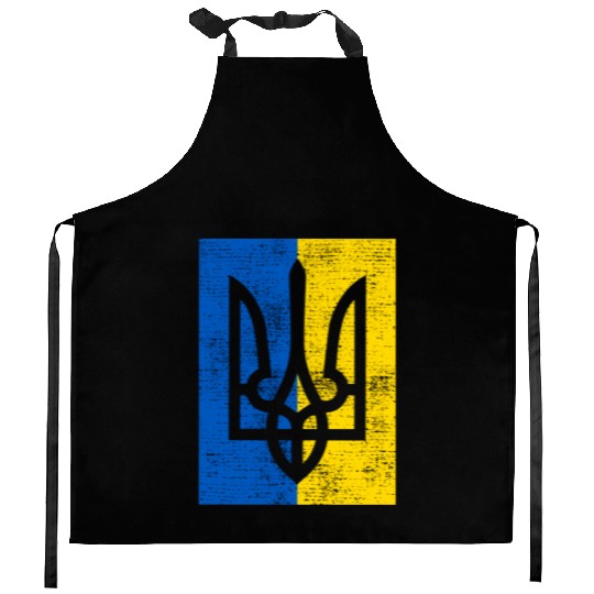 Ukraine Ukraina Ukrainian Flag On Back Kitchen Aprons