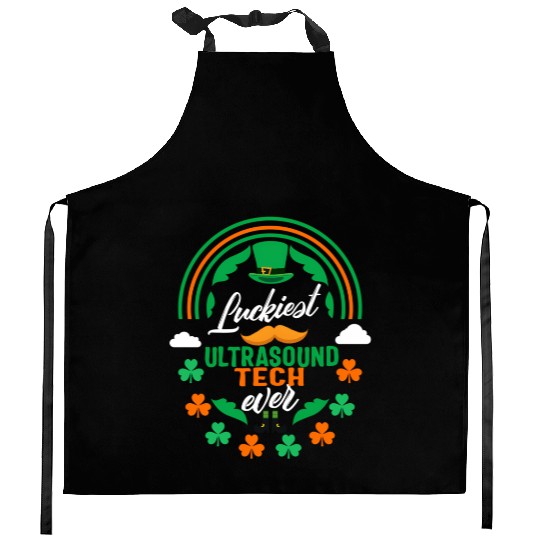 Luckiest Ultrasound Tech Ever Shamrock Top St Patr Kitchen Aprons