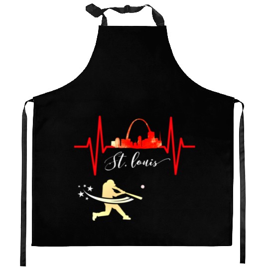 Saint Louis Red Cardinal Dress Heartbeat Baseball Kitchen Aprons