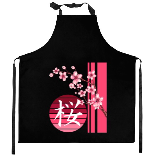 Sakura Flowers Spring Cherry Blossoms Japanese Kan Kitchen Aprons
