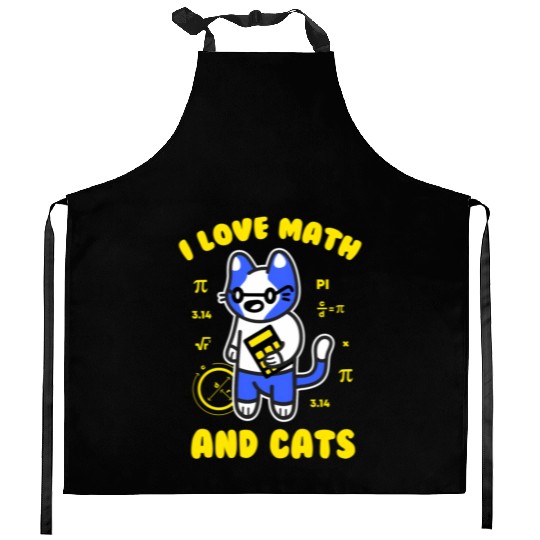 I Love Math And Cats Pi Day Teacher Cat Kitchen Aprons