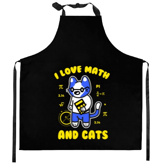 I Love Math And Cats Pi Day Teacher Cat Kitchen Aprons