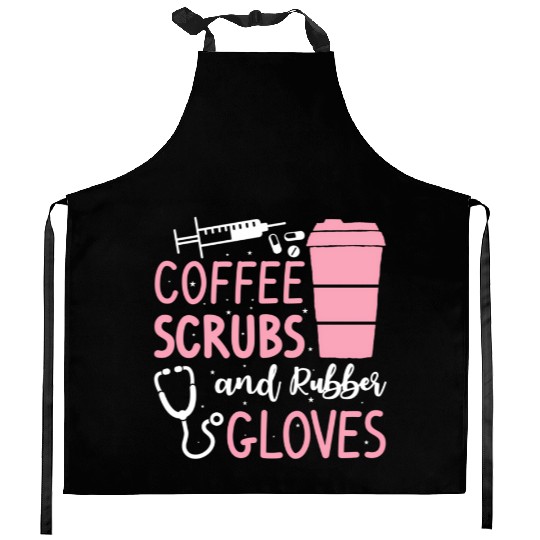 Coffee Scrubs And Rubber Gloves Medical Nurse Doct Kitchen Aprons