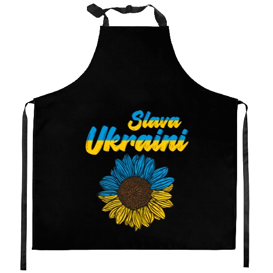 Slava Ukraini Ukrainian Sunflower Flag Ukraine Kitchen Aprons