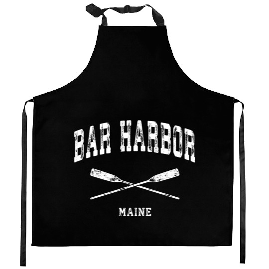 Bar Harbor Maine Nautical Crossed Oars Kitchen Aprons