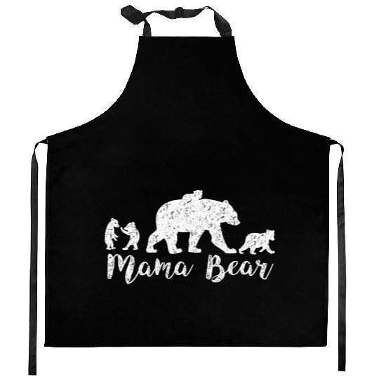 Mama Bear With Little Cubs Kitchen Aprons