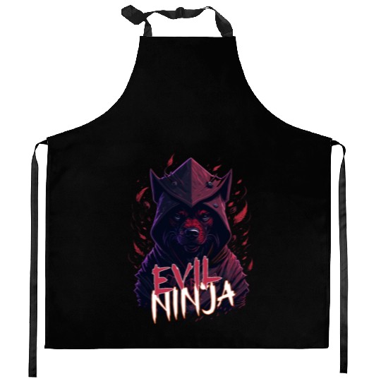 Powerful Boston Terrier Dog Ninja Kitchen Aprons