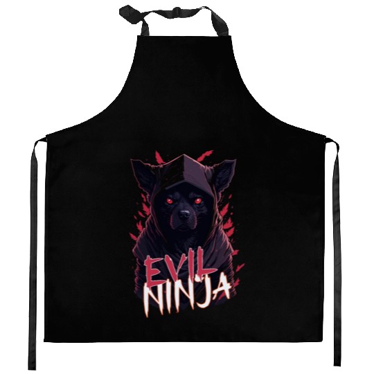 Powerful Boston Terrier Dog Ninja Kitchen Aprons