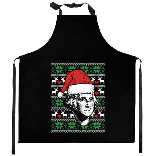 Ugly George Washington Patriotic President Kitchen Aprons