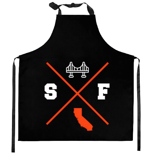Sf San Francisco California Orange Outline Kitchen Aprons