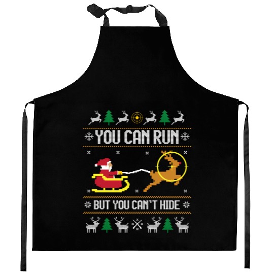 81908 Deer Hunting Santa Claus Hunter Hunt Ugly Kitchen Aprons