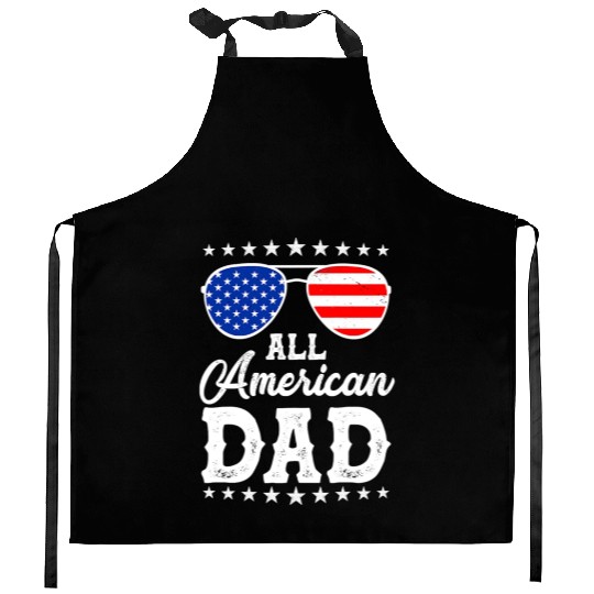 4th Of July Patriotic American Dad Us Kitchen Aprons