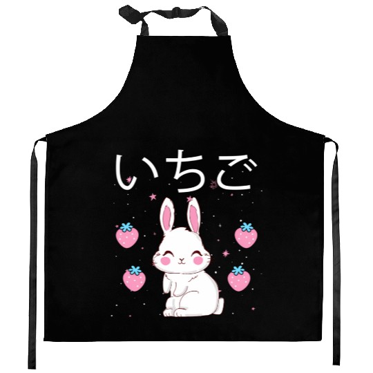 Strawberry Milk Bunny Aesthetic Vaporwave Anime Kitchen Aprons