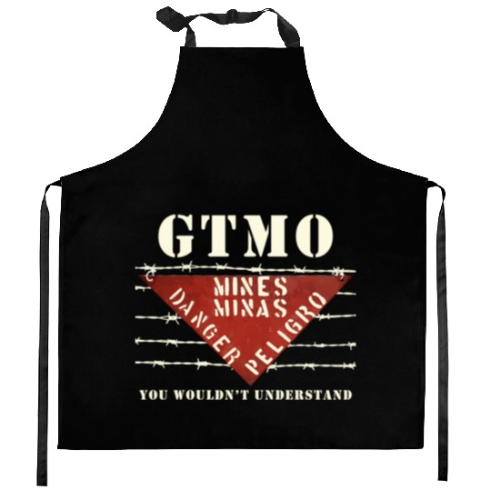 Gtmo Land Mine Barbed Wire Sign Guantanamo Bay Cub Kitchen Aprons