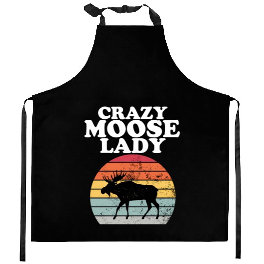 Crazy Moose Lady Moose Kitchen Aprons