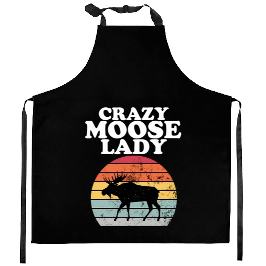 Crazy Moose Lady Moose Kitchen Aprons