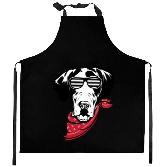 Great Dane Face Shutter Glasses Kitchen Aprons