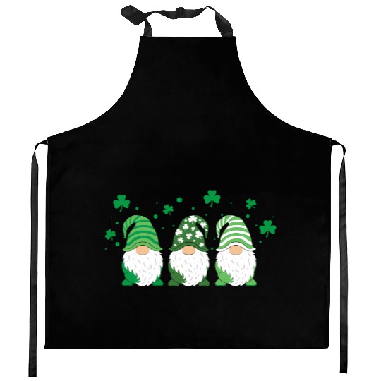 Gnomes Holding Shamrock Leopard Plaid St Patrick'S Kitchen Aprons