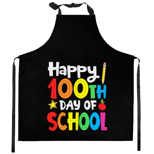 Happy 100Th Day Of School Teacher Rainbow Kitchen Aprons