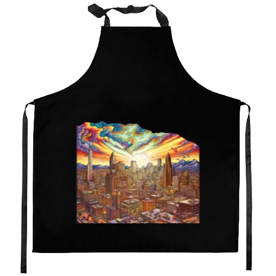 "Phoenix 3D Radiance A Limited Edition Cityscape Kitchen Aprons