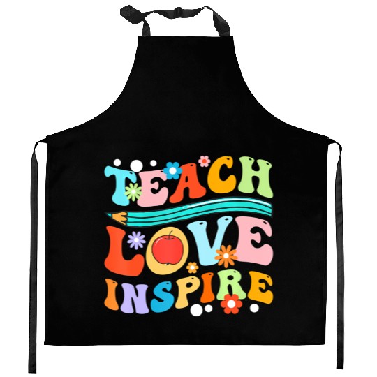 Retro Groovy Teacher Inspirational Happy Back to S Kitchen Aprons