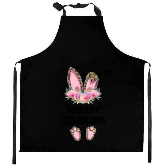 Easter Bunny Ear Teacher Leopard Teacher Assistant Kitchen Aprons