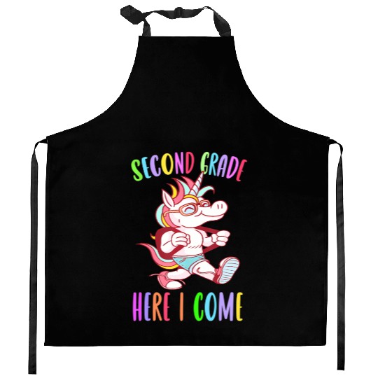 Second Grade Here I Come Unicorn Rainbow Back to S Kitchen Aprons