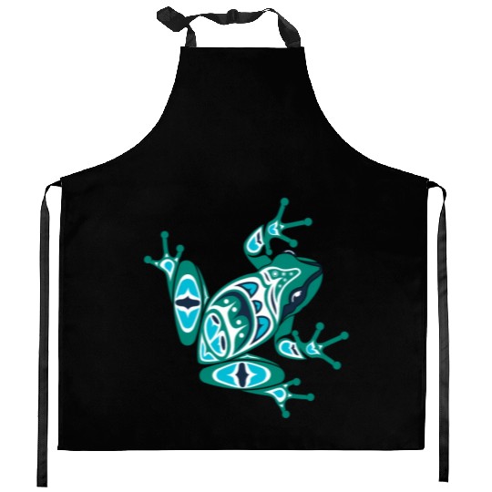 Native American Indian Style Frog Pacific Northwes Kitchen Aprons