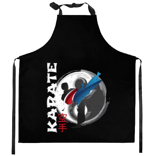 Martial Side Kick Ying Yang Karate Kitchen Aprons