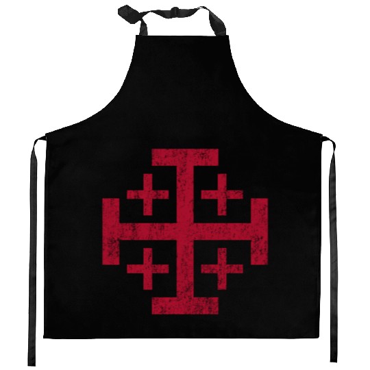 Distressed Jerusalem Cross Knights Templar Kitchen Aprons