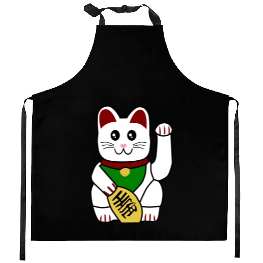 Cute Japanese Lucky Cat 1 Kitchen Aprons
