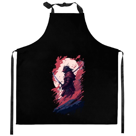 Shadow Samurai: Colorful Chaos Unleashed Kitchen Aprons
