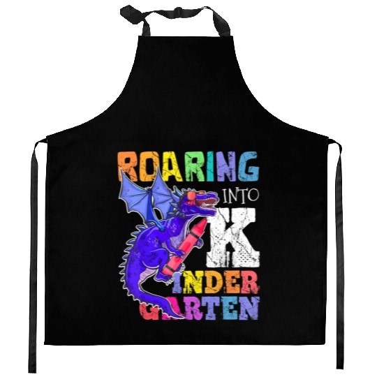 Roaring into Kindergarten Dragon Back to School Gi Kitchen Aprons