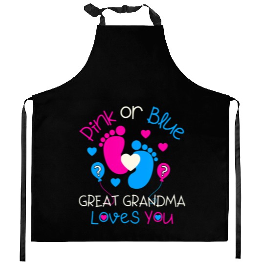 Pink Or Blue Great Grandma Loves You Gender Reveal Kitchen Aprons
