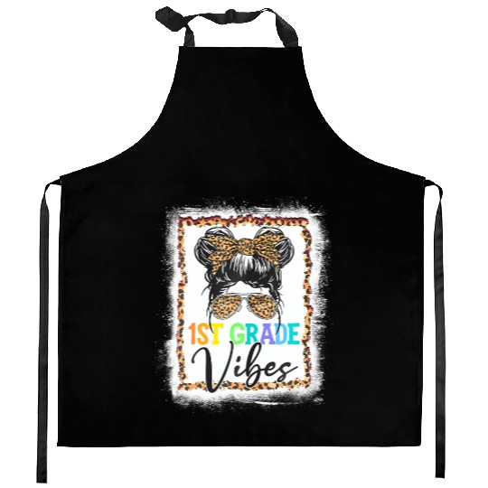 Leopard Messy Bun Bleached Girls 1st Grade Back To Kitchen Aprons