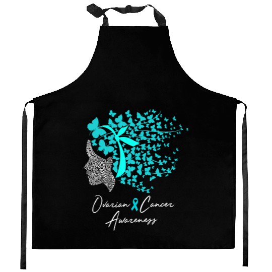 Ovarian Cancer Awareness Teal Butterflies Kitchen Aprons