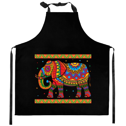 Indian Elephant Colorful Animal Africa Zookeeper S Kitchen Aprons